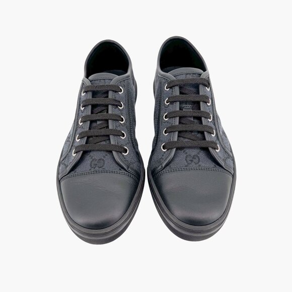 Gucci Low Top GG Sneakers Size 39 US 9 Black Monogram Logo Canvas Leather - Picture 3 of 14